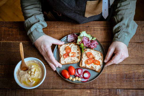 Perfect breakfast with homemade hummus